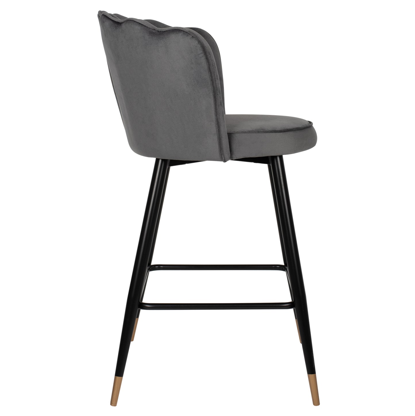 Bar Stool Vesna Hm8736.01 Grey Velvet Metal Frame In Black 50x50x90hcm.