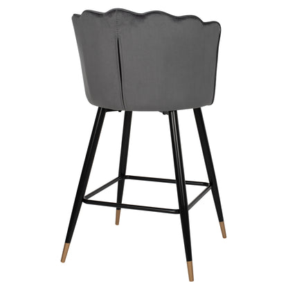 Bar Stool Vesna Hm8736.01 Grey Velvet Metal Frame In Black 50x50x90hcm.