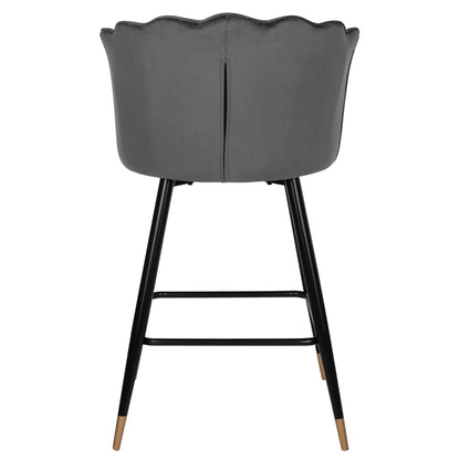 Bar Stool Vesna Hm8736.01 Grey Velvet Metal Frame In Black 50x50x90hcm.