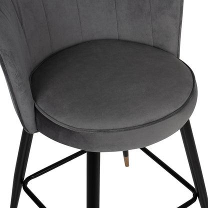 Bar Stool Vesna Hm8736.01 Grey Velvet Metal Frame In Black 50x50x90hcm.