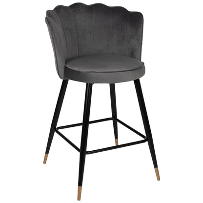 Bar Stool Vesna Hm8736.01 Grey Velvet Metal Frame In Black 50x50x90hcm.
