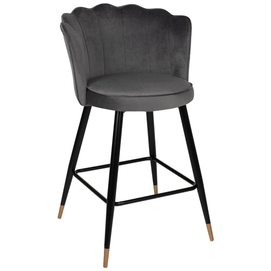 Bar Stool Vesna Hm8736.01 Grey Velvet Metal Frame In Black 50x50x90hcm.