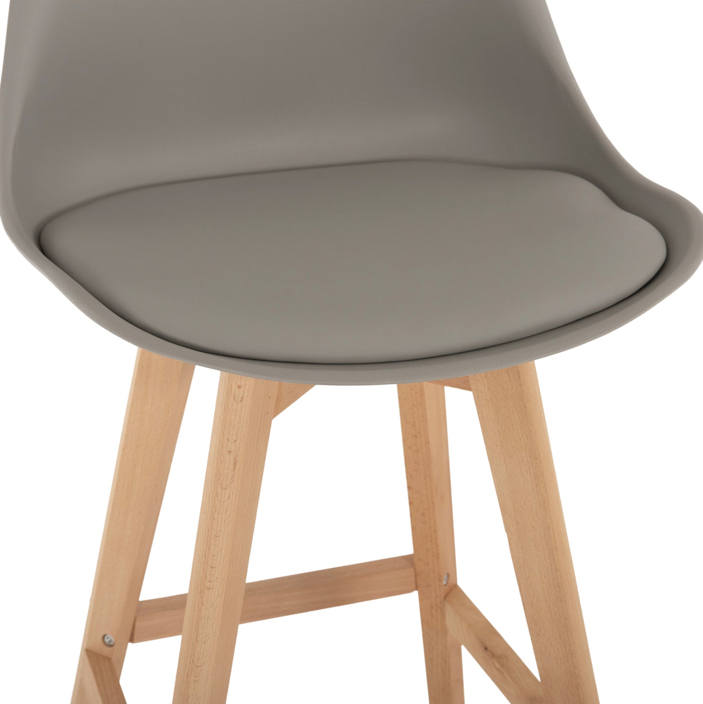 Bar Stool Vegas Hm8000.30 Grey Polypropylene- Beech Wood In Natural Color 47x58x107hcm.