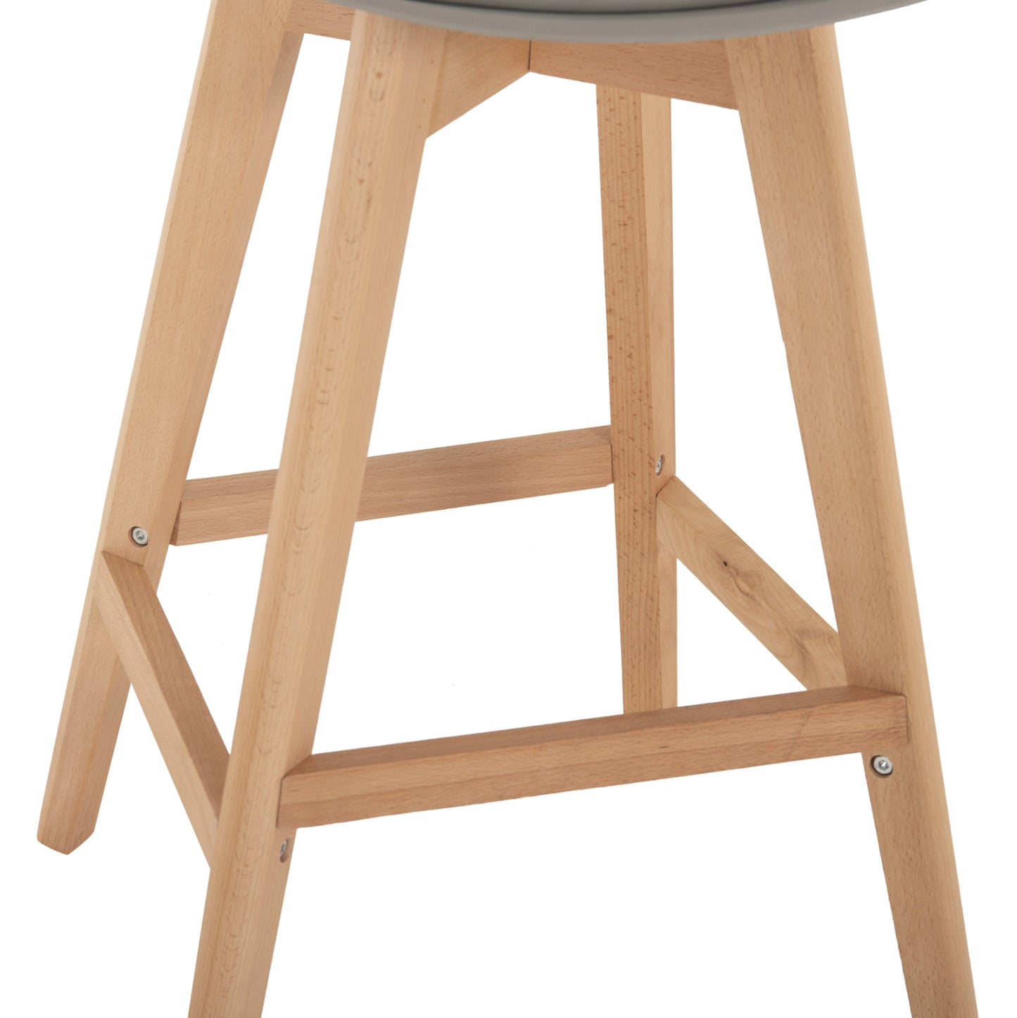 Bar Stool Vegas Hm8000.30 Grey Polypropylene- Beech Wood In Natural Color 47x58x107hcm.