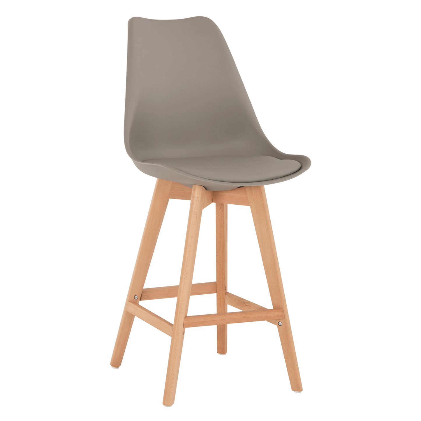 Bar Stool Vegas Hm8000.30 Grey Polypropylene- Beech Wood In Natural Color 47x58x107hcm.