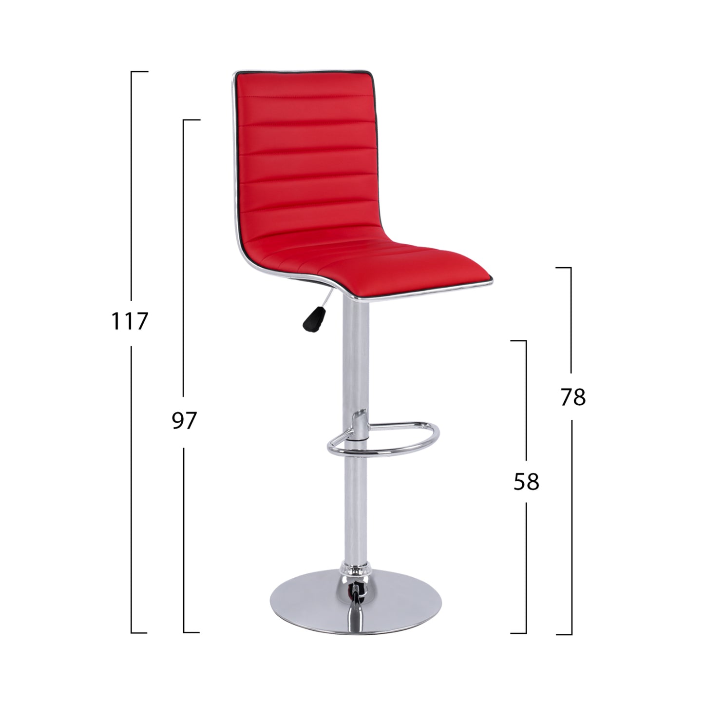 Bar Stool Nexus With Gas Lift & Red Pu Hm209.04 40x47.5x115cm