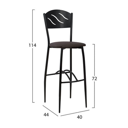 Bar Stool Black Metallic Brown Pu 40x44x114 εκ