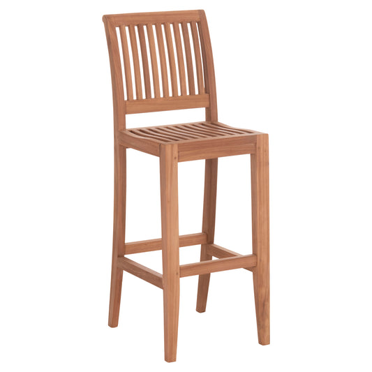 Bar Stool With Backrest Paiper Hm18110 Teak Wood In Natural Color 40x49.5x114hcm.
