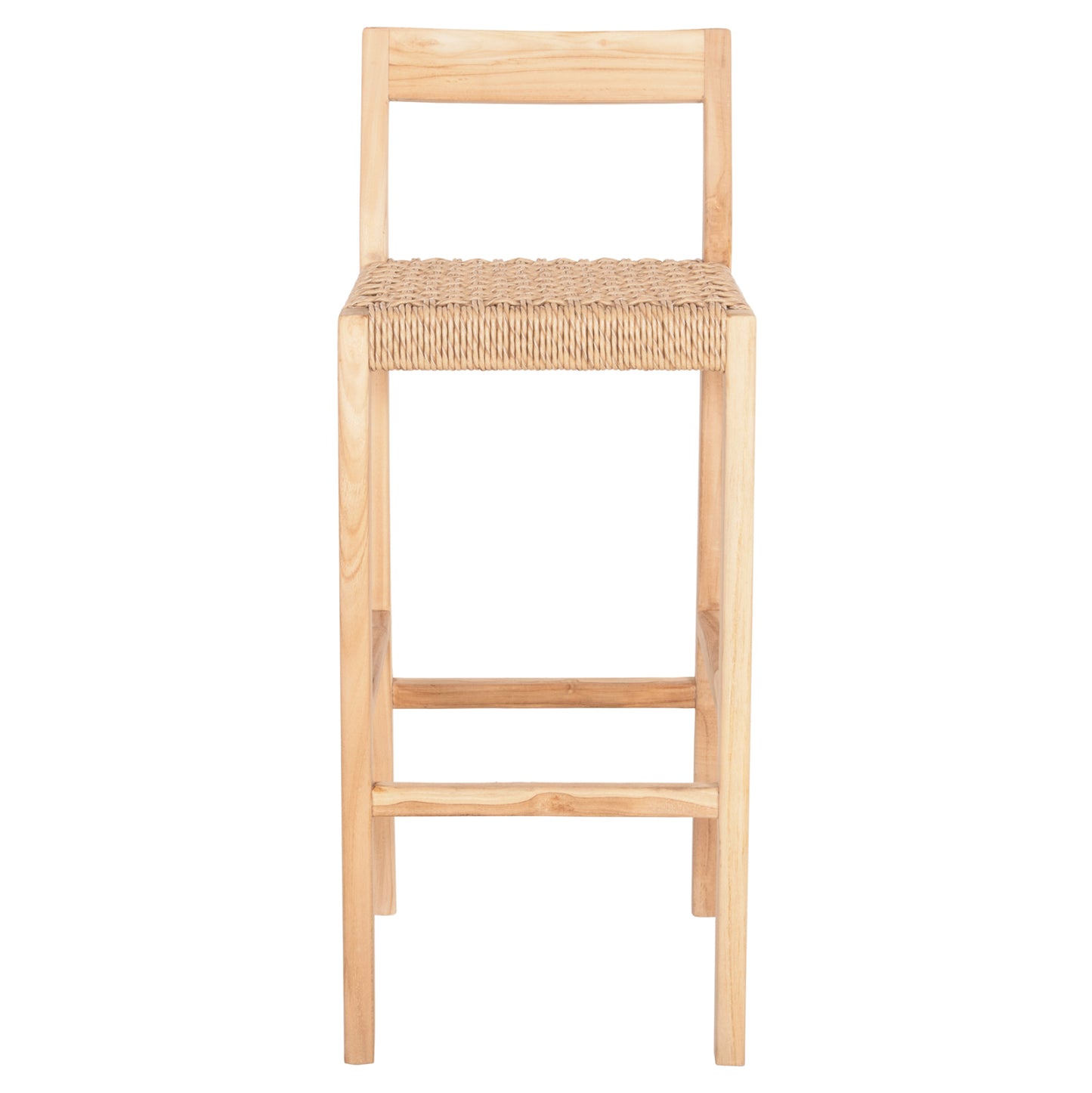 Bar Stool With Backrest Plered Hm6129 Teak Wood & Viro Rope 40x45x100hcm.