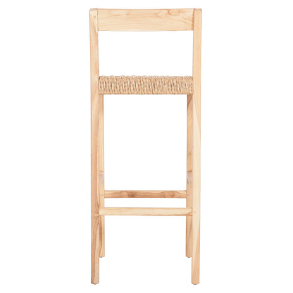 Bar Stool With Backrest Plered Hm6129 Teak Wood & Viro Rope 40x45x100hcm.