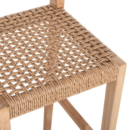 Bar Stool With Backrest Plered Hm6129 Teak Wood & Viro Rope 40x45x100hcm.