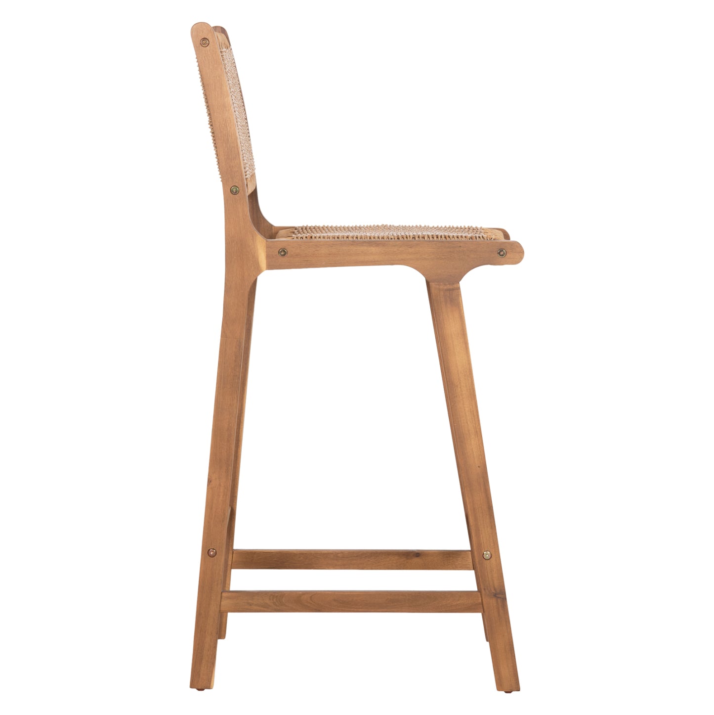 Bar Stool With Backrest Ruen Hm6515 Acacia Wood In Natural-twist Wicker 40x56x112.5hcm.