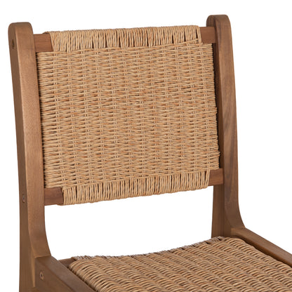 Bar Stool With Backrest Ruen Hm6515 Acacia Wood In Natural-twist Wicker 40x56x112.5hcm.