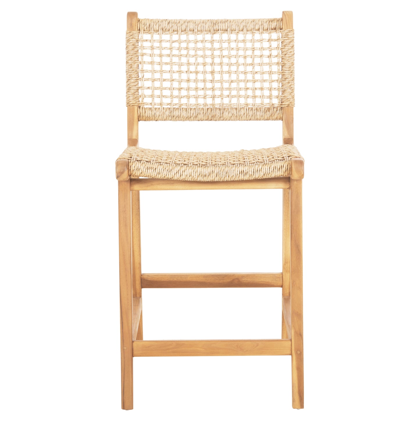 Bar Stool With Backrest Nesha Hm9381.11 Teak Wood & Viro Rope 46x48.5x96Η Cm.