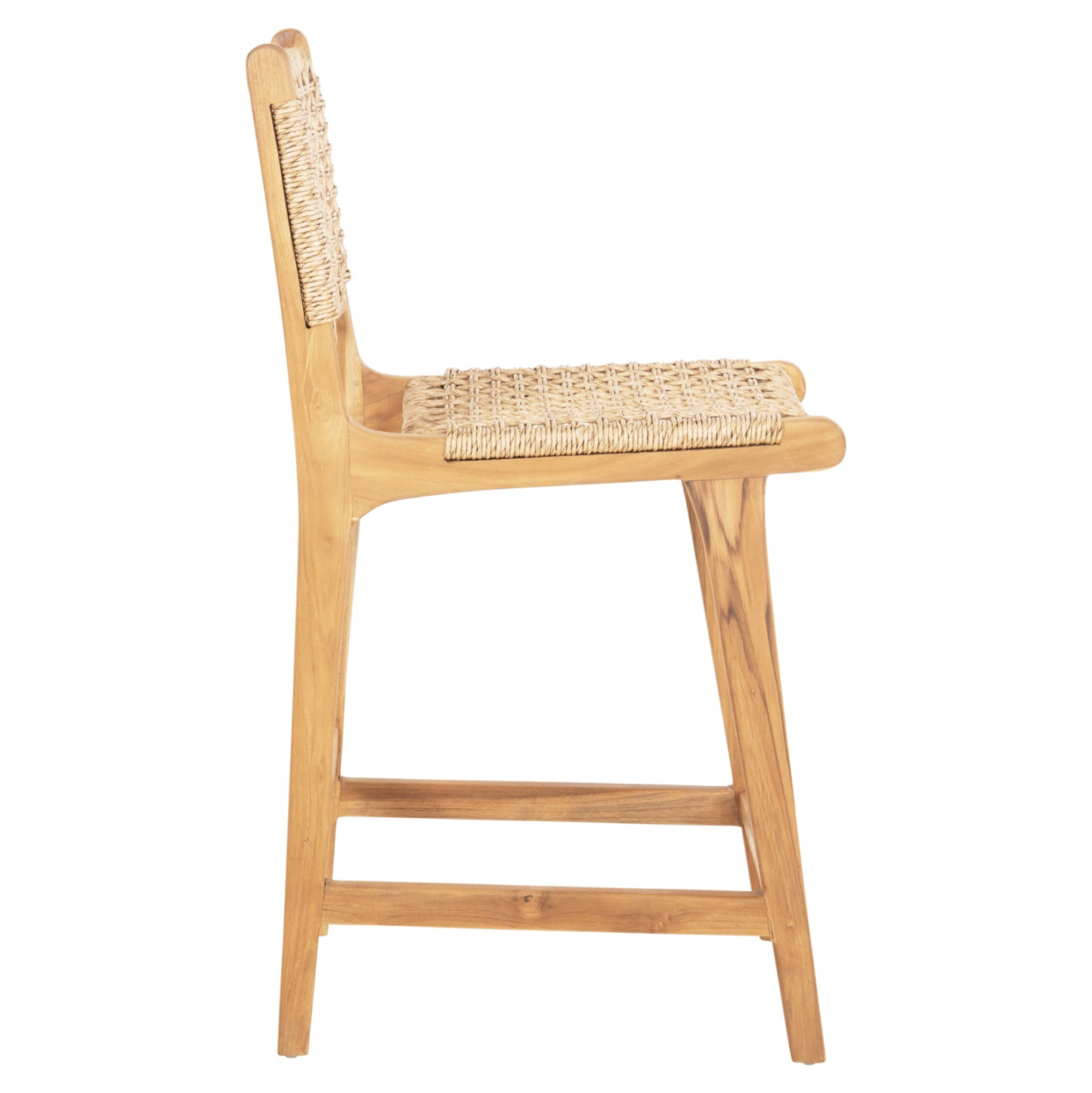 Bar Stool With Backrest Nesha Hm9381.11 Teak Wood & Viro Rope 46x48.5x96Η Cm.