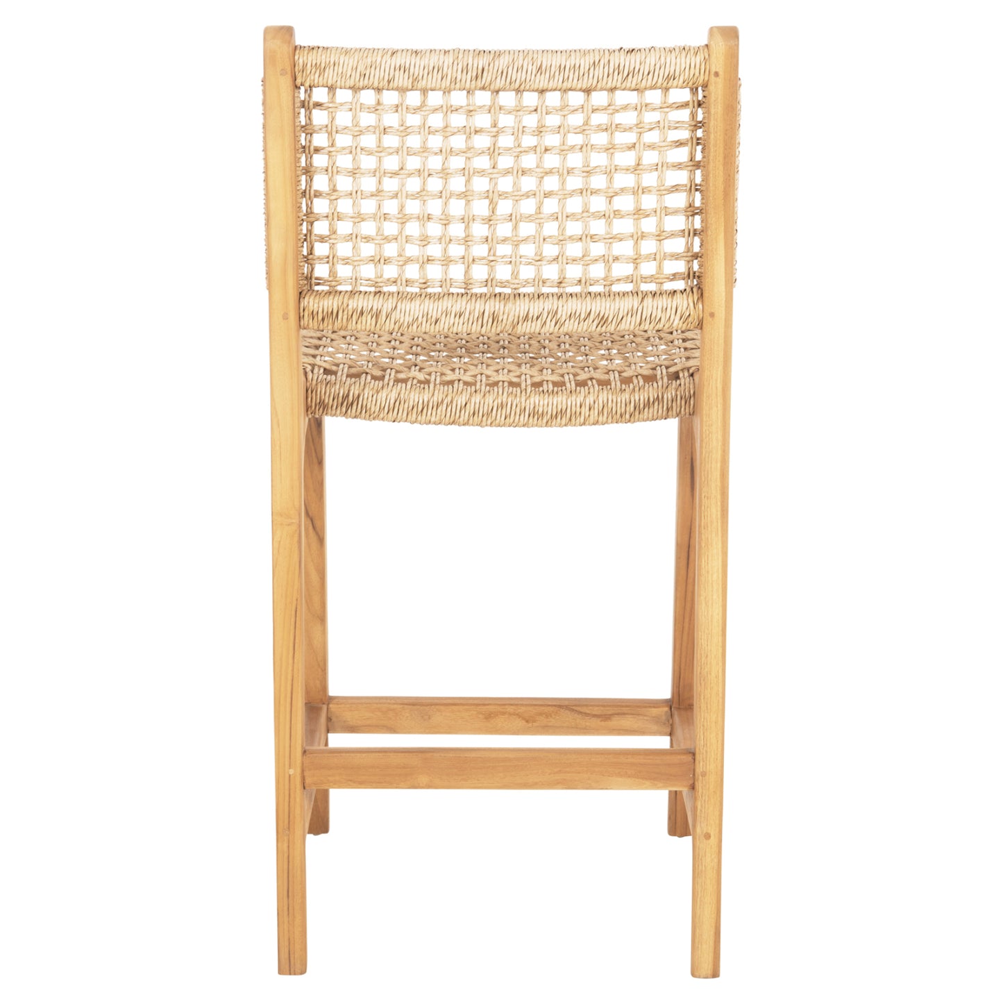 Bar Stool With Backrest Nesha Hm9381.11 Teak Wood & Viro Rope 46x48.5x96Η Cm.
