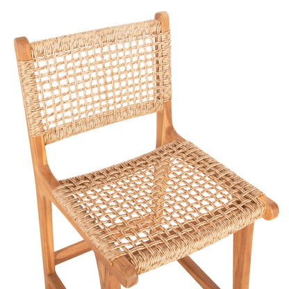 Bar Stool With Backrest Nesha Hm9381.11 Teak Wood & Viro Rope 46x48.5x96Η Cm.