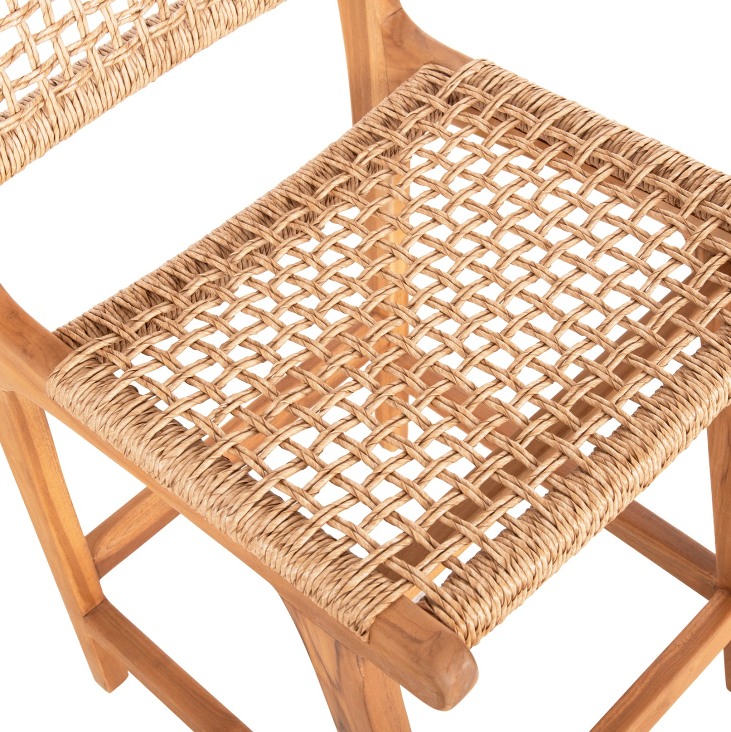 Bar Stool With Backrest Nesha Hm9381.11 Teak Wood & Viro Rope 46x48.5x96Η Cm.