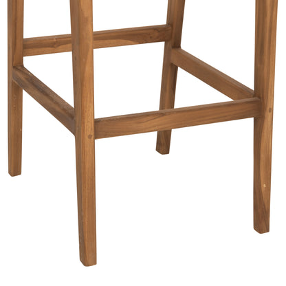 Bar Stool With Backrest Nesha Hm9788 Teak Wood In Natural-beige Rope 45x57x110hcm.