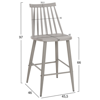 Bar Stool Medium Height Vanessa Hm9300.20 Polypropylene & Metal-grey 45,5x46x97hcm.