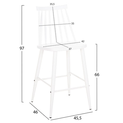 Bar Stool Medium Height Vanessa Hm9300.11 Polypropylene & Metal-white 45,5x46x97hcm.