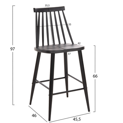Bar Stool Medium Height Vanessa Hm9300.12 Polypropylene & Metal-black 45,5x46x97hcm.