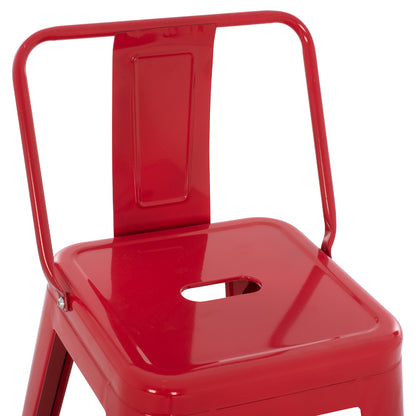 Bar Stool Medium Height Melita-pro Hm8574.44 Metal In Red 43x43x88hcm.