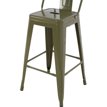 Bar Stool Medium Height Melita-pro Hm8574.43 Metal In Dark Olive Green 43x43x88hcm.