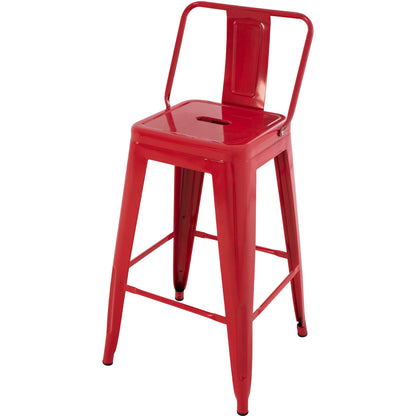 Bar Stool Medium Height Melita-pro Hm8574.44 Metal In Red 43x43x88hcm.