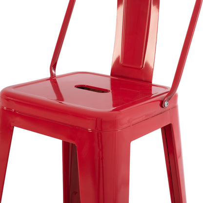 Bar Stool Medium Height Melita-pro Hm8574.44 Metal In Red 43x43x88hcm.