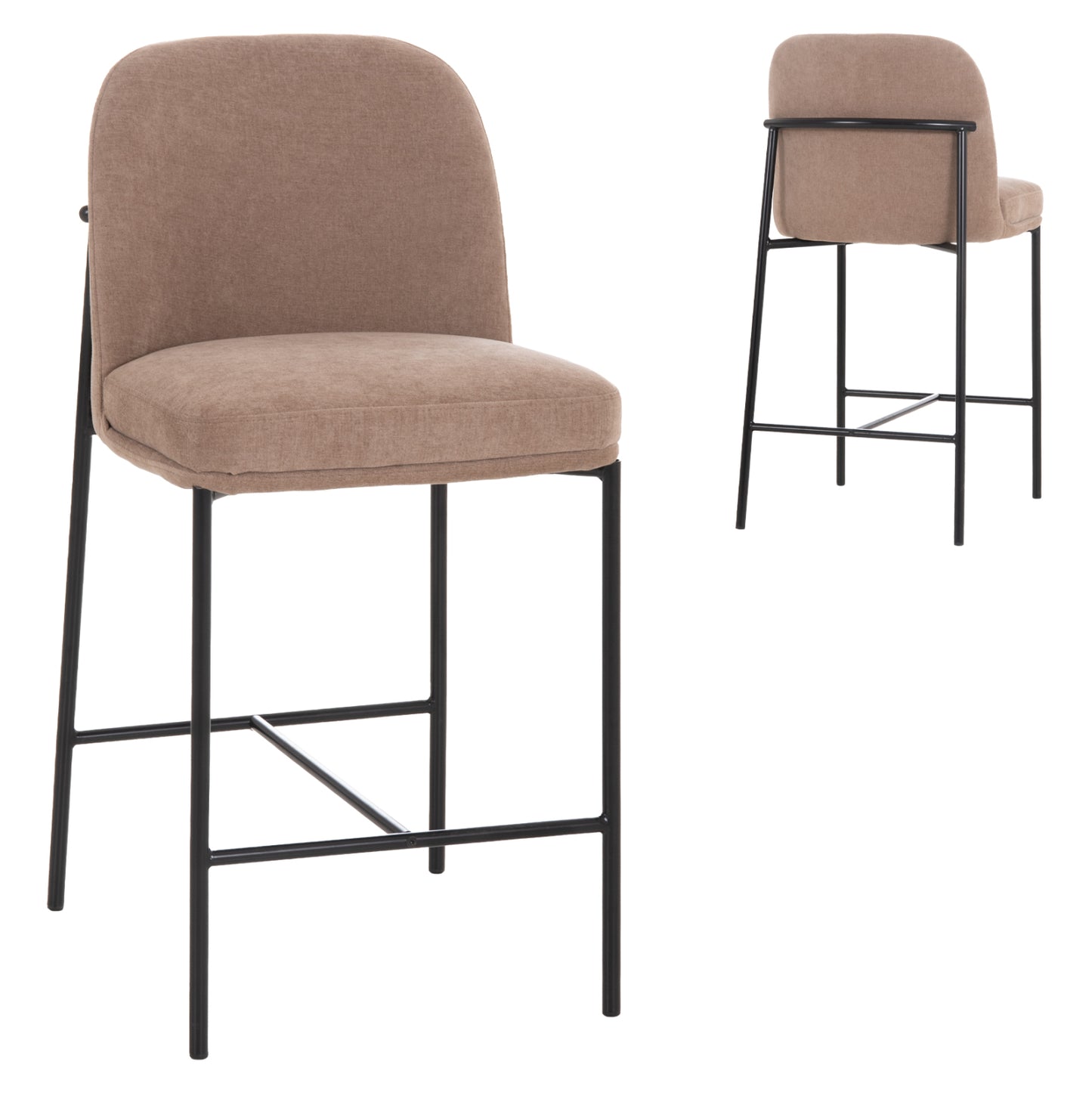 Bar Stool Med.height Manido Hm18427.02 Taupe Fabric--black Metal Frame 45x55x92hcm.