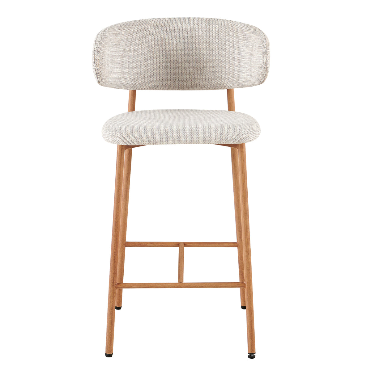 Bar Stool Med.height Kimo Hm18462.05 Beige Fabric--metal Legs In Wood Grain Look 47x48x93hcm