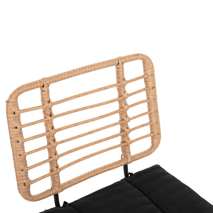 Bar Stool Medium Height Allegra Hm5709.11 Metal&cushion Black-wicker Beige 46x46x99hcm.