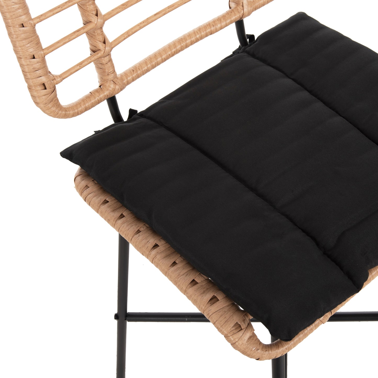 Bar Stool Medium Height Allegra Hm5709.11 Metal&cushion Black-wicker Beige 46x46x99hcm.