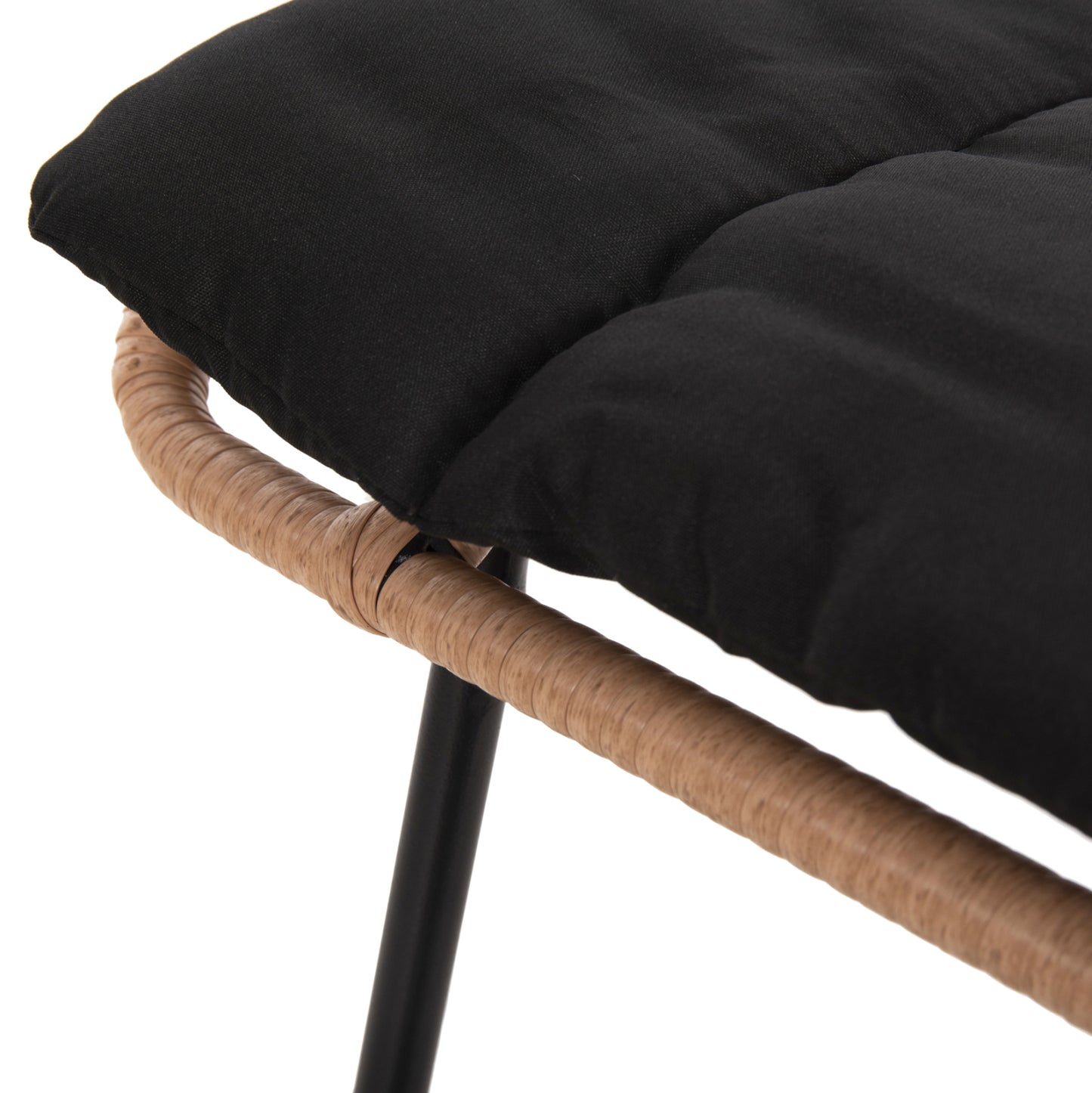 Bar Stool Medium Height Allegra Hm5709.11 Metal&cushion Black-wicker Beige 46x46x99hcm.