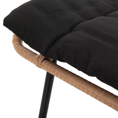Bar Stool Medium Height Allegra Hm5709.11 Metal&cushion Black-wicker Beige 46x46x99hcm.