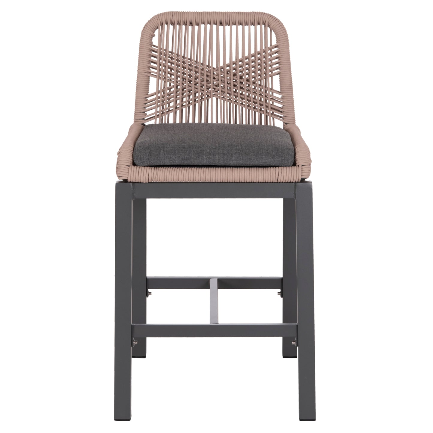 Bar Stool Medium Height Howard Hm5791.21 Aluminum In Anthracite--beige Rope 47.5x55x94.5hcm.