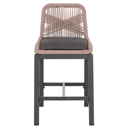 Bar Stool Medium Height Howard Hm5791.21 Aluminum In Anthracite--beige Rope 47.5x55x94.5hcm.