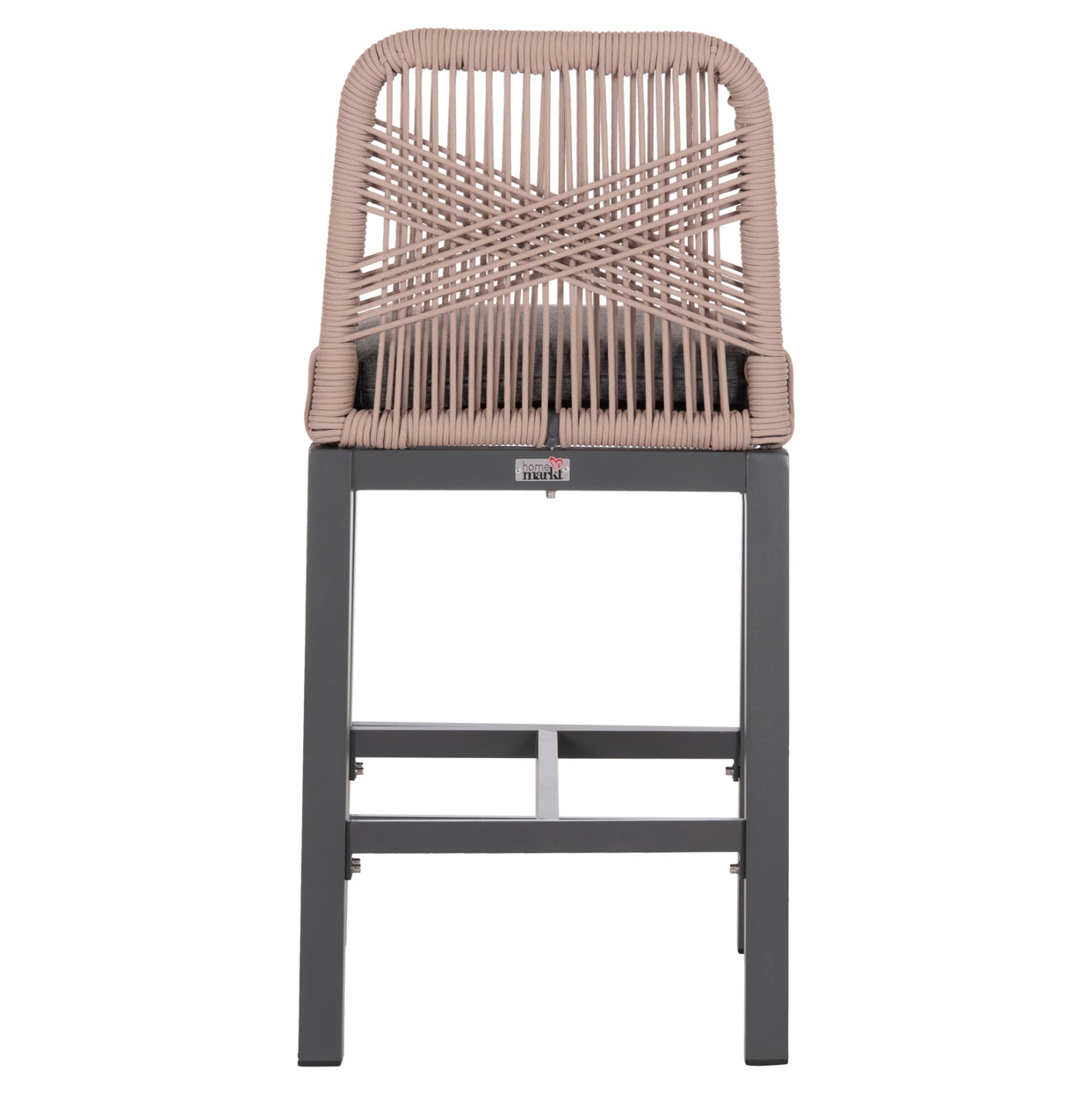 Bar Stool Medium Height Howard Hm5791.21 Aluminum In Anthracite--beige Rope 47.5x55x94.5hcm.