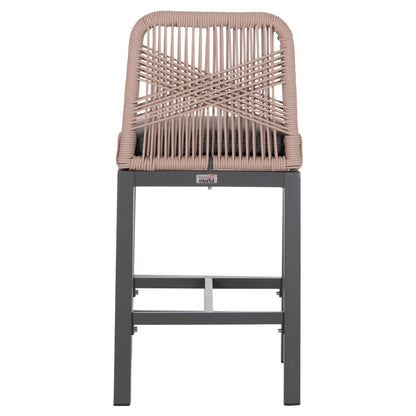 Bar Stool Medium Height Howard Hm5791.21 Aluminum In Anthracite--beige Rope 47.5x55x94.5hcm.