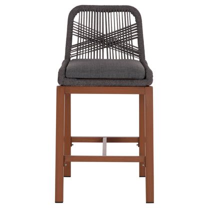 Bar Stool Medium Height Howard Hm5791.22 Aluminum In Brown--dark Grey Rope 47.5x55x94.5hcm.