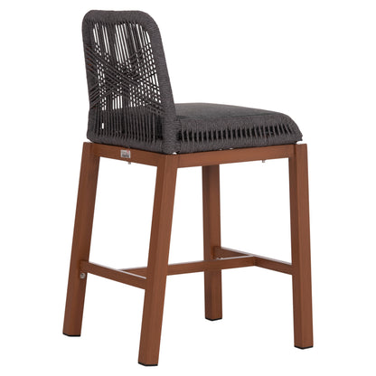 Bar Stool Medium Height Howard Hm5791.22 Aluminum In Brown--dark Grey Rope 47.5x55x94.5hcm.