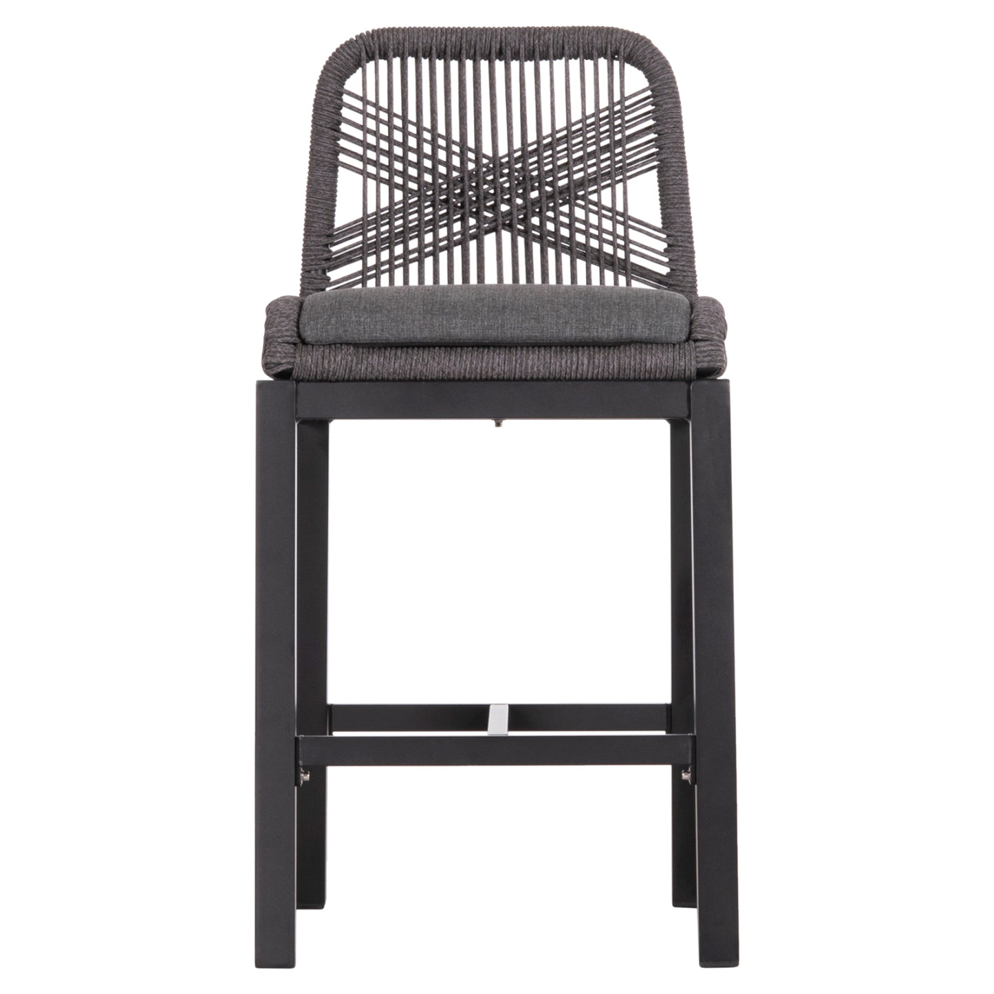 Bar Stool Medium Height Howard Hm5791.23 Aluminum In Black--dark Grey Rope 47.5x55x94.5hcm.