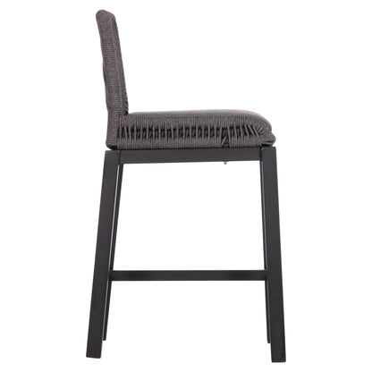 Bar Stool Medium Height Howard Hm5791.23 Aluminum In Black--dark Grey Rope 47.5x55x94.5hcm.