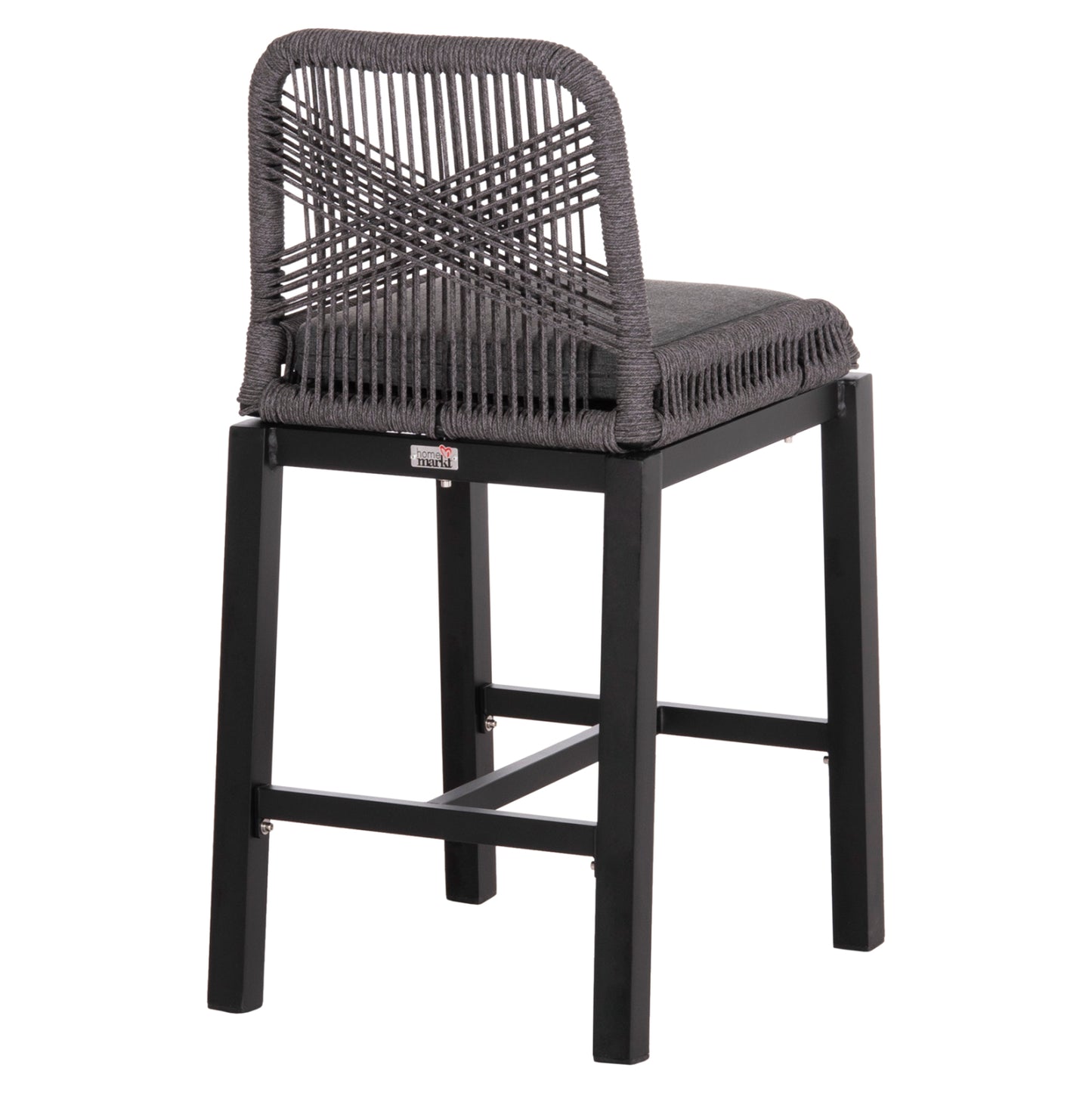 Bar Stool Medium Height Howard Hm5791.23 Aluminum In Black--dark Grey Rope 47.5x55x94.5hcm.