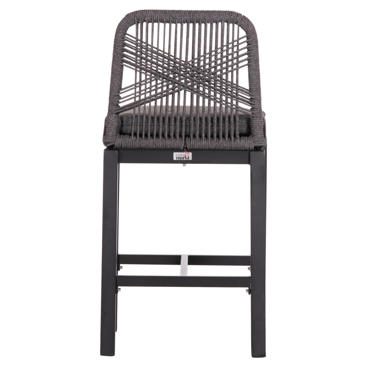 Bar Stool Medium Height Howard Hm5791.23 Aluminum In Black--dark Grey Rope 47.5x55x94.5hcm.