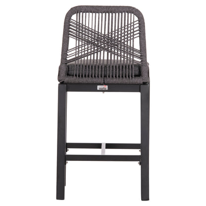 Bar Stool Medium Height Howard Hm5791.23 Aluminum In Black--dark Grey Rope 47.5x55x94.5hcm.