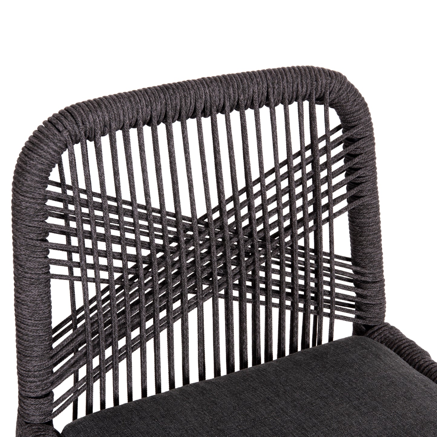 Bar Stool Medium Height Howard Hm5791.23 Aluminum In Black--dark Grey Rope 47.5x55x94.5hcm.