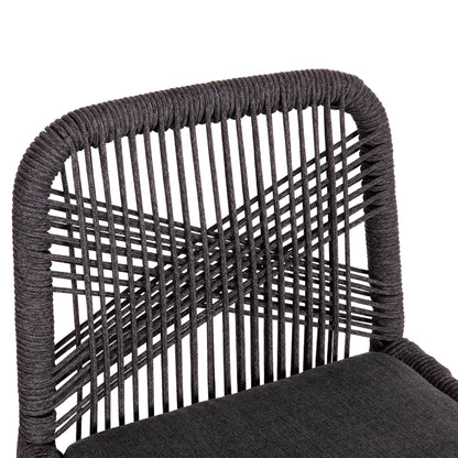 Bar Stool Medium Height Howard Hm5791.23 Aluminum In Black--dark Grey Rope 47.5x55x94.5hcm.