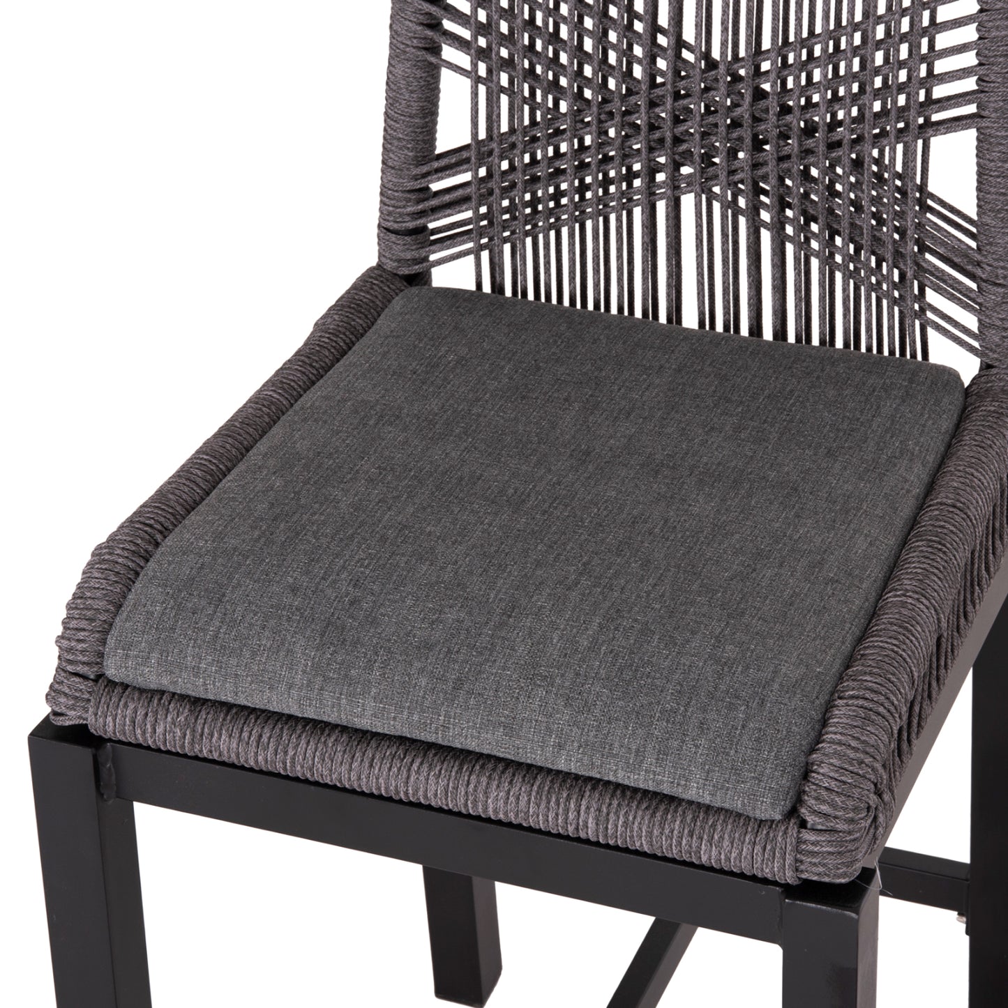 Bar Stool Medium Height Howard Hm5791.23 Aluminum In Black--dark Grey Rope 47.5x55x94.5hcm.